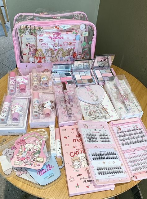 yesstyle code: BAEZH1J | flortte makeup collection manhua lashes manga lashes cbeauty Can Make Makeup, Makeup Brands Aesthetic, Chinese Makeup Brands, Kawaii Makeup Products, Asian Makeup Brands, Asian Makeup Products, Manhua Lashes, Cute Pink Makeup, Hello Kitty School Supplies