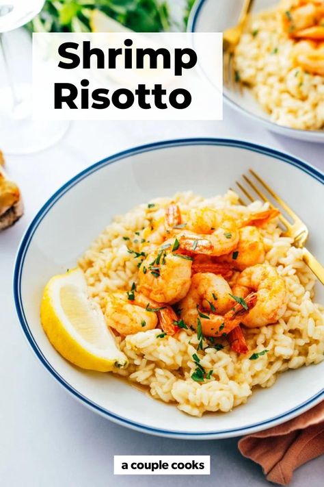 Creamy Shrimp Risotto – A Couple Cooks Rissoto Recipes Prawn, Risotto Shrimp Recipes, Shrimp Risotto, A Couple Cooks, Creamy Shrimp, Juicy Shrimp, Shrimp Appetizers, Creamy Rice, Baked Asparagus