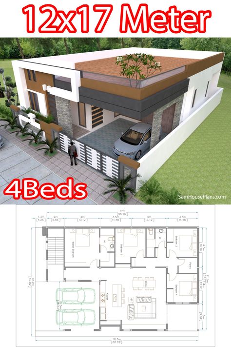 4bedroom House Plans Simple Modern, 4bedroom House Design, 4bedroom House Plans Modern, Home Layout Plans 4 Bedroom, 4 Bedroom House Designs Home Plans, Modern House Plans 4 Bedroom, One Storey Modern House Design, Modern Flat Roof House Design, Simple Modern House Design