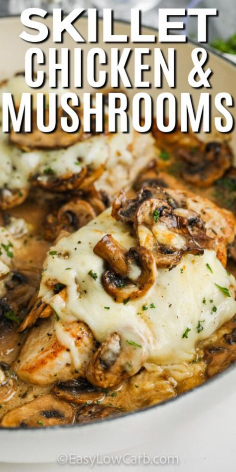 Chicken And Mushroom Bake, Portobello Chicken, Low Carb Skillet, Chicken Receipt, Mushroom Skillet, Red Recipes, Moms Recipes, Chicken And Mushrooms, Chicken Mushroom Recipes