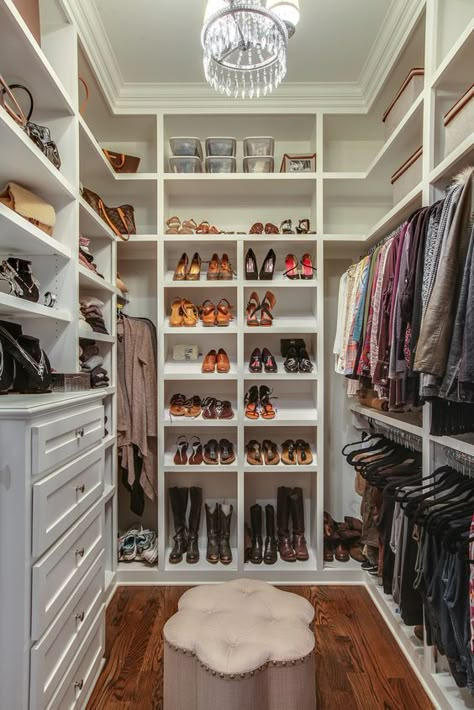 Feeling inspired to revamp your closet?  #bocadolobo #luxuryclosets #luxuryinteriordesign #masterbedroomideas #luxurylifestyle #walkinclosets #closetsforwomen #bedroom #bedroomdecor #bedroomdesign #closet #moderncloset #closetdesign Walk In Closet Ideas With Shoe Rack, A Walk In Closet, Organizing Walk In Closet, Master Closet Design, Walking Closet, Dream Closet Design, Walk In Closet Design, Closet Design Layout, Closet Renovation