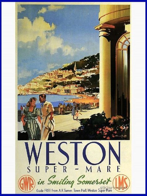 England Travel Poster, Posters Uk, Poster Vintage Retro, In Smile, Train Posters, Weston Super Mare, Transportation Poster, Railway Posters, Vintage Train