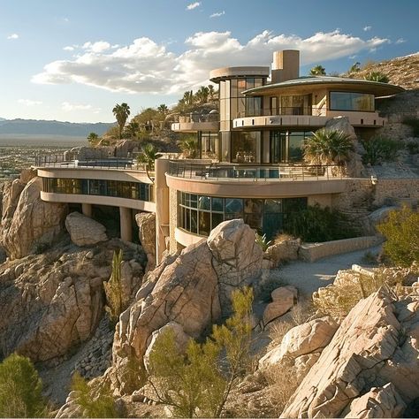 Luxury Villas #exteriordesign #outdoordesign #luxuryhomes #luxuryfurniture #luxurygarden #luxuryhouse #interiordesign #interiordecor #designlovers #luxuryhouse Las Vegas Desert, Crazy Houses, Japanese Style House, House Outer Design, Expect Nothing, Desert Dream, House Arch Design, Luxury Garden, House On The Rock