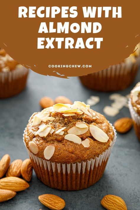 Refer to this list when you want to whip up some delicious recipes with almond extract, featuring decadent cookies, brownies, cakes, muffins, and more. Almond Flavored Muffins, Recipes Using Almond Extract, Almond Extract Recipes, Desserts With Almond Extract, Recipes With Almond Extract, Almond Muffins Recipes, Almond Meltaway Cookies, Decadent Cookies, Almond Paste Cookies