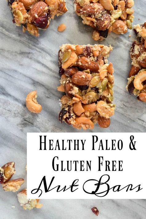 Healthy Paleo and Gluten Free Nut Bars Paleo Nut Bars, Paleo Bars, Almond Butter Brownies, Seed Cookies, Gluten Free Bars, Nut Bars, Butter Brownies, Nesting With Grace, Healthy Bars