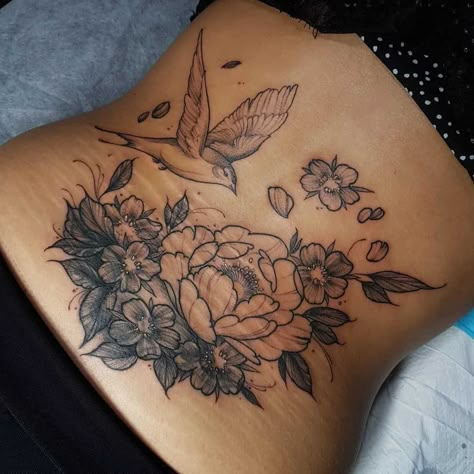 Lower Back Tattoos For Women Aesthetic, Flowers Lower Back Tattoo, Cover Up Lower Back Tattoo, Lower Back Scar Tattoo, Lower Back Cover Up, Floral Lower Back Tattoo Women, Lower Back Piece Tattoo, Floral Back Tattoo Women Cover Up, Lower Back Waist Tattoo For Women