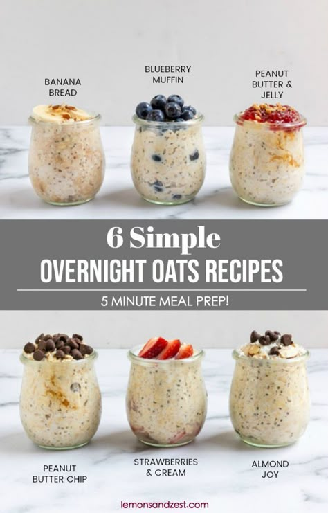 Overnight Oats Recipe Easy, Smoothies Vegan, Oat Recipes Healthy, Easy Overnight Oats, Resep Smoothie, Overnight Oats Recipes, Overnight Oats Recipe Healthy, Overnight Oats Healthy, Healthy Breakfast Recipes Easy