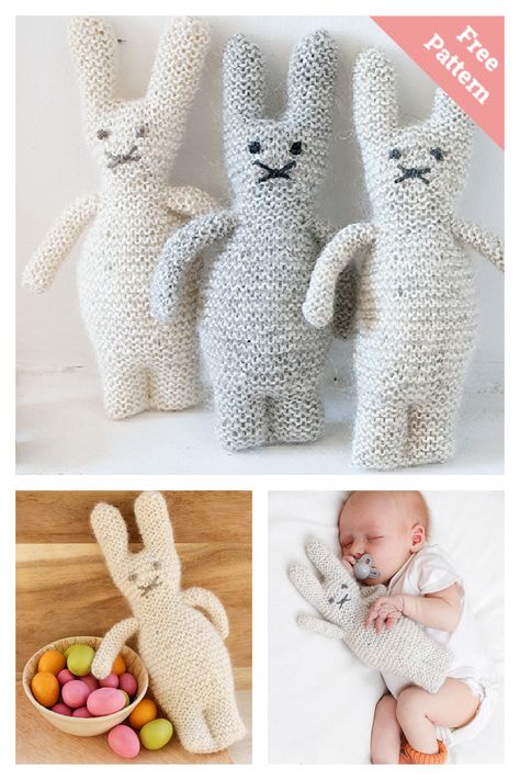 The Bunny Bunch Free Knitting Pattern Teddy Bear Knitting Pattern, Garter Stitch Knitting, Knitted Toys Free Patterns, Free Toys, Knitting Patterns Toys, Easter Bunnies, The Bunny, Beautiful Knitting, Garter Stitch