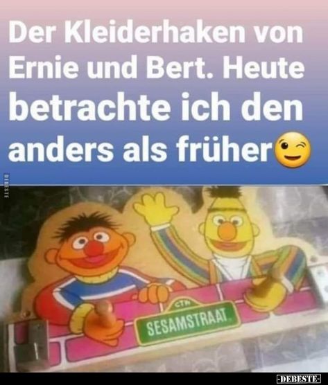 Der Kleiderhaken von Ernie und Bert. Heute betrachte.. Ernie Und Bert, Frosted Flakes Cereal Box, Family Guy, Humor, Memes, Funny, Fictional Characters