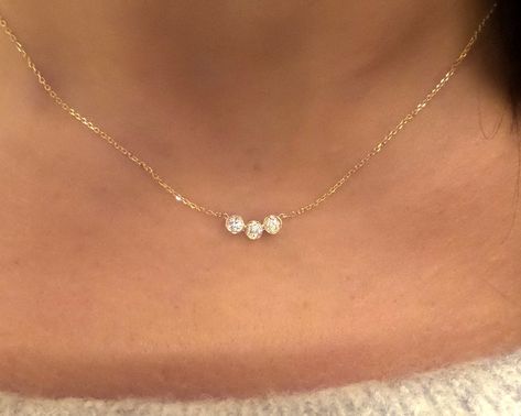 Diamond Necklace Bridal, Baguette Diamond Necklace, Floating Diamond Necklace, Bridal Diamond Necklace, Dainty Diamond Necklace, Floating Necklace, Bezel Necklace, Necklace Bridal, Gift Girlfriend