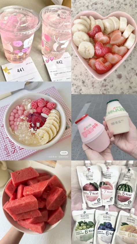 Wonyoungism cute food healthy wonyoung pink Korean Korea food #healhty #korean #wonyoungism low cal Asian drinks cute vision board #manifesting Cute Vision Board, Wonyoung Pink, Asian Drinks, Pink Korean, Meal Planning Menus, Korea Food, Healthy Food Inspiration, Kawaii Cooking, Low Cal Recipes