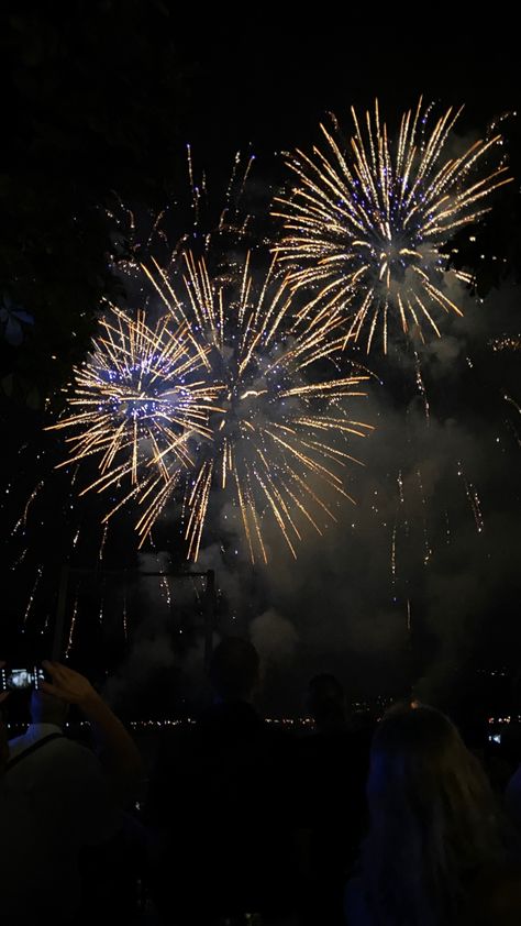 People Watching Fireworks, Firework Aesthetic, Aesthetic Fireworks, Fireworks Aesthetic, 18th Party, Draw Clothes, Watching Fireworks, Fireworks Photography, Blue Fireworks