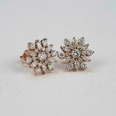 (eBay) 2.30Ct Marquise Cut Diamond Push Back Cluster Stud Earrings 14K Rose Gold Finish Diamond Earrings Design, Fashion Enthusiast, Marquise Cut Diamond, Gold Earrings Designs, Stone Studs, Rose Yellow, White Jewelry, Trendy Designs, Diamond Flower