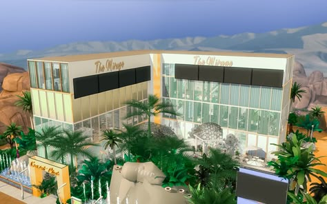 The Mirage Hotel | BoneSimsDesigns on Patreon Sims 4 Ski Resort, Hotel Cc Sims 4, Sims Hotel, Sims 4 Hotel Build, Sims 4 Hotel Cc, Sims 4 Hotel, Mirage Hotel, Sims 4 Houses Layout, Venetian Hotel