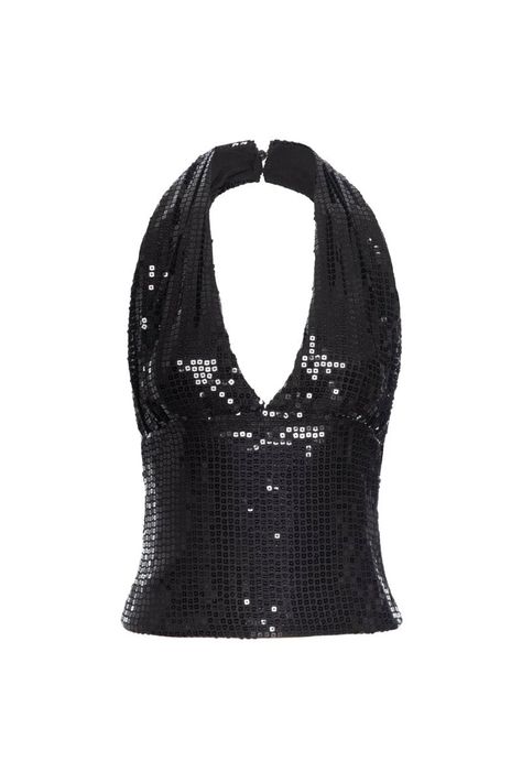 MATHILDE TOP-BLACK Tops Miaou New Years Tops Sparkle, Sheer Sparkle Top, Sparkle Top Outfit Party, Tops Going Out, Black Party Outfit Night, Rave Fits For Women, Jeweled Outfit, Chainmail Top Outfit, Cute Going Out Tops