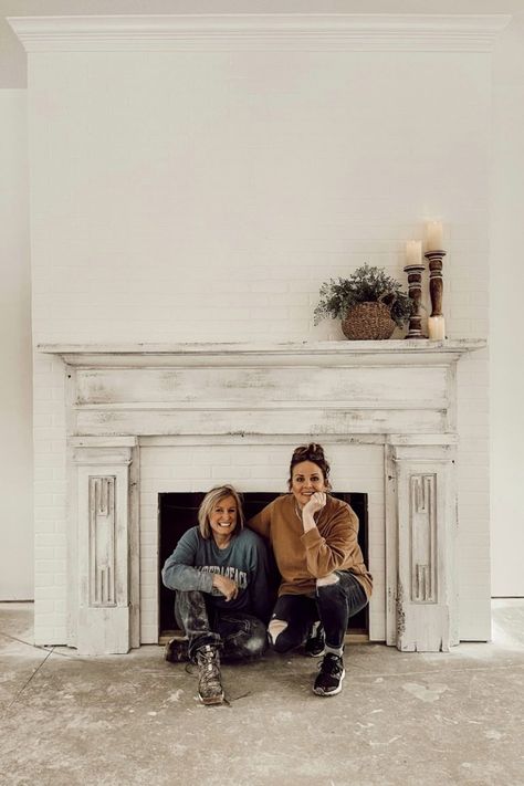 Mantel Makeover Tips | Antique Mantel Makeover Project Vintage Mantel Electric Fireplace, Vintage Mantle With Electric Fireplace, Antique Mantel With Electric Fireplace, Antique Mantle Fireplace, Old Fireplace Mantle, Distressed Mantle, Vintage Fireplace Mantle, Fireplace Mantel Makeover, Painted Fireplace Mantels