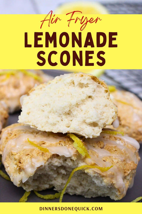 Discover the simplest recipe for fluffy and delicious 3-Ingredient Air Fryer Lemonade Scones! Using just self-rising flour, sparkling lemonade, and heavy cream, these scones are a quick and easy breakfast or brunch option. Perfect for busy mornings, these shortcut scones come together in no time and cook perfectly in your air fryer. Add your favorite toppings like lemon glaze, jam, or clotted cream for a delightful treat. Try this easy recipe today and enjoy homemade scones without the hassle! Three Ingredient Lemonade Scones, 3 Ingredient Scones, Lemonade Scone Recipe, Refreshing Summer Recipes, Lemon Scones, Scones Recipe Easy, Homemade Scones, Flavorful Vegetables, Refreshing Desserts