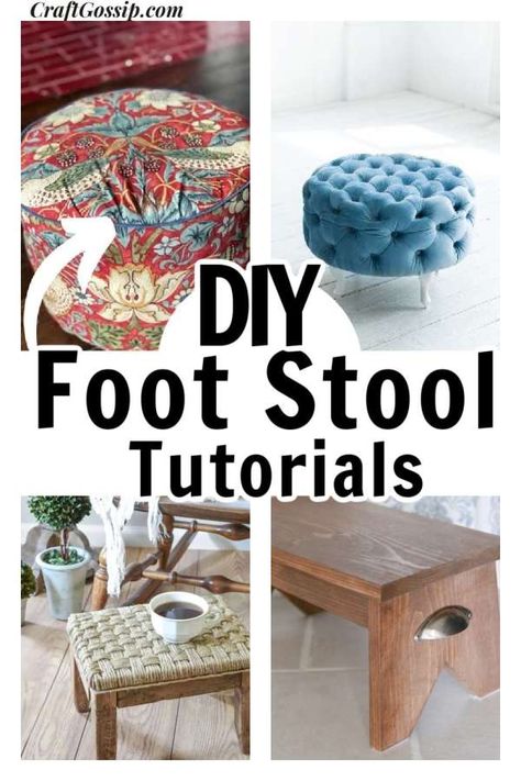 Foot Stools Diy, Footstools Ideas Living Room, Diy Vanity Stool, Foot Stool Ideas, Footstool Diy, Diy Footstool, Diy Coastal Decor, Diy Rocking Chair, Table Stools