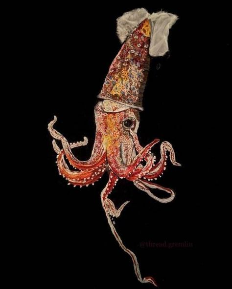 Squid Aesthetic, Embroidery Crafts, Embroidery Craft, Silk Screen, Embroidery Projects, Art Museum, Art Inspo, Embroidery Patterns, Embroidery Designs