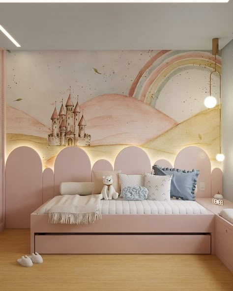 Modern Girls Bedroom, Kids Room Bed, Kids Rooms Shared, Kids Room Interior Design, Kids Bedroom Inspiration, Girl Nursery Room, Kids Bedroom Designs, Baby Room Inspiration