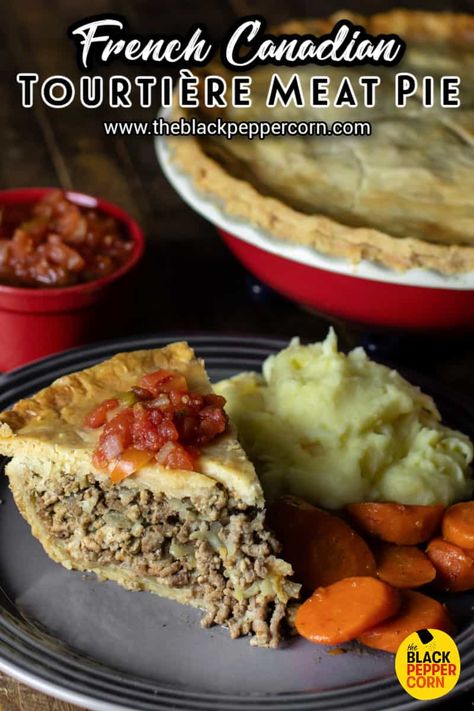 Meat Pie Recipe - The Black Peppercorn - Simple instructions for how to make a French Canadian tourtière meat pie with homemade pie crust, ground beef, pork, potato and spices. Tourtière: A French-canadian Meat Pie Recipe, Beef Meat Pie Recipe, Tortiere Recipe Meat Pies, French Meat Pie Recipe, Scottish Meat Pie Recipe, Meat Pie Filling, Tortiere Recipe, French Canadian Meat Pie Recipe, Canadian Meat Pie Recipe