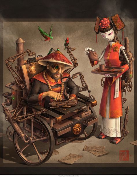 ArtStation - Imperial Inventor, James Ng Asian Steampunk, Steampunk Man, Steampunk Illustration, Steampunk Artwork, Fantasy Posters, Diesel Punk, Chinese History, Steampunk Art, Dieselpunk