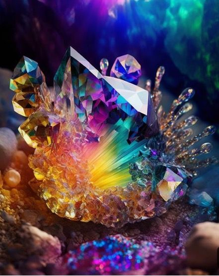 Rainbow Crystals Aesthetic, Rainbow Magic Aesthetic, Crystal Maze, Crystals Aesthetic, Rainbow Stuff, Crystal Background, Kyber Crystal, Crystal Photography, Anime Flower