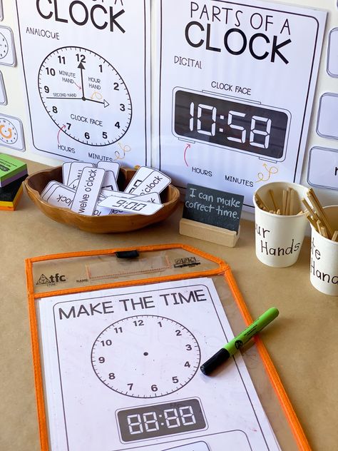 Telling Time Preschool Activities, How To Teach Telling Time, Teaching Telling Time, Telling The Time Activities, Learn To Tell Time, Third Grade Activities, Inquiry Based Learning, Primary Teaching, Teaching Time