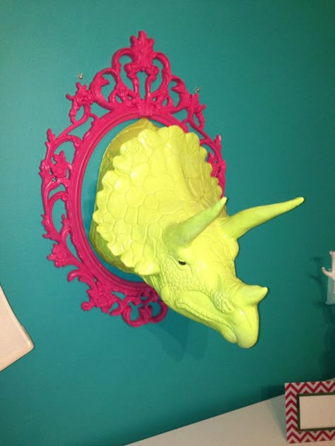 Triceratops Head, Faux Deer Head, Taxidermy Wall, Dinosaur Head, Extinct Species, Dinosaur Images, Green Dinosaur, Dinosaur Wall, Faux Taxidermy