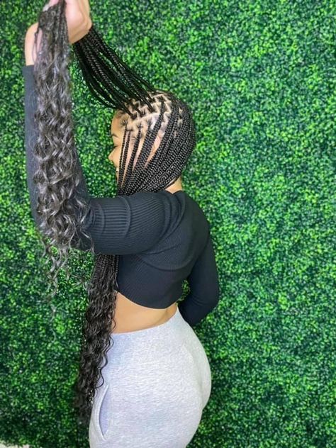 Small Braids With Curls At The End, Extended Knotless Braids, Small Box Braids Hairstyles, Small Knotless, Big Box Braids Hairstyles, Black Ponytail Hairstyles, Blonde Braids, Box Braids Hairstyles For Black Women, Braids Hairstyles Pictures