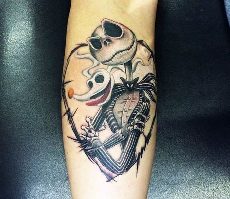 Luv Tattoo, Skellington Tattoo, Christmas Tattoos, Tattoo Nightmares, Jack Skellington Tattoo, Sick Tattoos, Jack Tattoo, Horror Tattoos, Jack Y Sally