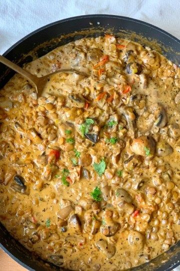 Lentil Mushroom Recipes, Mushroom Lentil Recipes, Mushroom Lentil Soup, Lentil Main Dish Recipes, Mushroom Main Dish Recipes, Green Lentils Recipe, Lentil Mushroom Stew, Mushroom Lentil Stew, Vegan Mushroom Stew