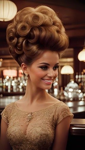 80s Perm, Bouffant Hair Updo, Retro Inspired Hair, Vintage Hair Salons, Curled Updo, Beehive Hair, Formal Hairstyles For Long Hair, 1940s Hairstyles, Bouffant Hair