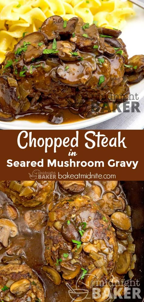 Furrs Cafeteria, Chopped Steak Recipes, Sirloin Recipes, Hamburger Steaks, Chopped Steak, Country Fried Steak, Ground Sirloin, Hamburger Steak, Comfort Food Recipes Dinners