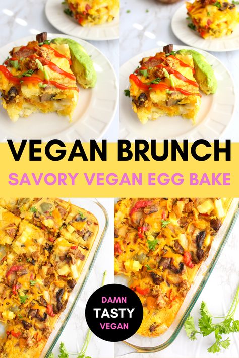 Vegan Breakfast For A Crowd, Easy Vegan Brunch Ideas, Vegan Egg Casserole, Vegan Egg Bake, Easy Vegan Brunch, Vegan Easter Brunch, Vegan Breakfast Casserole Make Ahead, Vegan Brunch Ideas For A Crowd, Vegan Egg Casserole Recipes