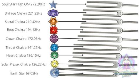 The tuning forks chakra frequencies included in the set are not based on musical scale, but instead are based on numbers associated with the movement and cycling of planets around the sun. Learn more about this and other tuning fork healing sets from my cutated list of every hesling tuning fork set available. Tuning Fork Frequency Chart, Tuning Forks For Healing, Tunning Forks, Tuning Forks Healing, Chakra Frequencies, Raise Frequency, Business Vibes, Tuning Forks, Love Frequency