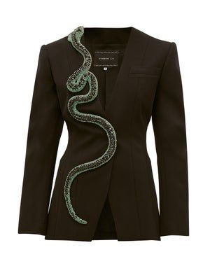 Crystal-snake wool-blend blazer | Andrew Gn | MATCHESFASHION US Snake Clothes Aesthetic, Snake Fashion Aesthetic, Snake Outfit Aesthetic, Snake Inspired Outfits, Snake Inspired Fashion, Snake Outfits, Snake Outfit, Snake Clothes, Snake Clothing