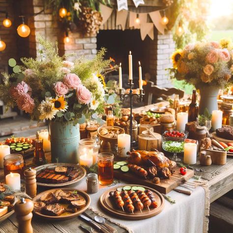 Hosting a Perfect BBQ Party On Budget: Pro Tips, Tricks, and Ideas - Grill Cuisines Bougie Bbq Party, Barbeque Party Decorations, Housewarming Bbq, Bbq Hosting Ideas, Indoor Bbq Party Ideas, Elegant Bbq Party Decor, Elevated Bbq Party, Classy Bbq Party, Bbq Decorations Party