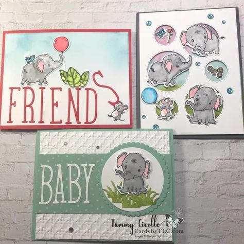 Cute Elephant Parade Cards - Cards by TLC Stampinup Elephant Parade Cards, Elephant Parade Cards, Elephant Parade Stampin Up Cards, Stampin Up Elephant Parade, Simple Card Designs, Parade Ideas, Elephant Parade, Kids Birthday Cards, Cute Elephant