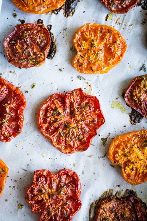 Too Many Tomatoes, Alkaline Snacks, Roasted Heirloom Tomatoes, Tomato Recipe, Slow Roasted Tomatoes, Fried Tomatoes, Food Wastage, Fresh Tomato Recipes, Thyme Recipes