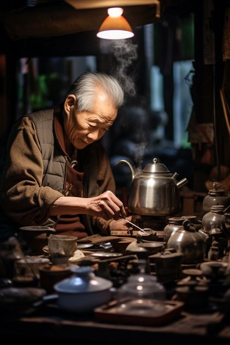 Traditional Tea Preparation Rituals - Mindful Techniques - Transcendent Beverage - Centuries-Old Practices - Pinterest Pin People Drinking Tea, Tea Preparation, Java Tea, Green Aesthetics, Asian Tea, Traditional Tea, Jasmine Tea, Simple Leaf, Tea Culture