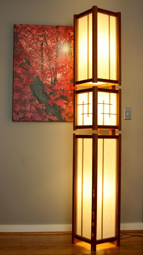 Japanese inspired floor lamp Japanese Floor Lamp, Target Lamps, Japanese Lighting, Floor Lanterns, Bright Floor Lamp, Wooden Lamps Design, Diy Floor Lamp, Japanese Lamp, Asian Lamps