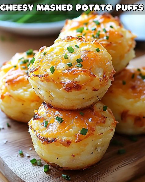 Irresistible Cheesy Mashed Potato Puffs: The Perfect Comfort Food Bite Cheesy Mashed Potato Puffs Recipe, Alternative To Mashed Potatoes, Loaded Mashed Potato Bites, Individual Mashed Potatoes, Mashed Potatoes Bites, Cheesy Mashed Potatoes Puffs, Cheesy Potato Puffs, Mashed Potato Cheese Puffs, Cheesy Mashed Potato Puffs