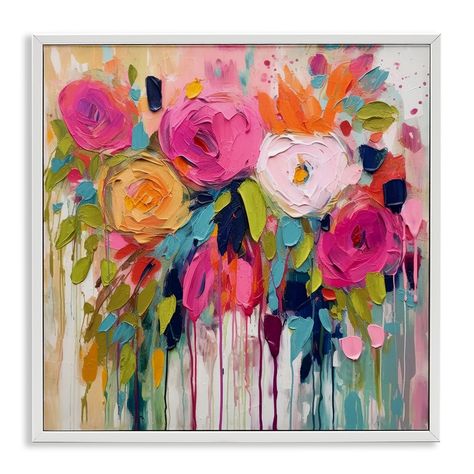 Stupell Urban Paint Bouquet Framed Giclee Art Design By Irena Orlov - Bed Bath & Beyond - 41358643 Paint Bouquet, Colorful Flower Wall, Office Paintings, Mom Decor, Abstract Flower Paintings, Floral Art Paintings, Galentines Day Ideas, Floral Paintings Acrylic, Painting Challenge