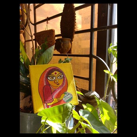 #bengaliart #folkart #minicanvas #acrylicpainting #drawing #canvas Drawing Canvas, Bengali Art, Bengali Bride, Mini Canvas, Canvas Paintings, Folk Art, Planter Pots, Acrylic Painting, Canvas Painting