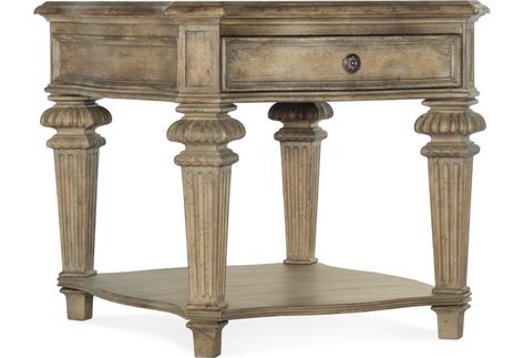 Hooker Furniture Castella 5878-80113-80 Traditional 1-Drawer End Table | Baer's Furniture | End Tables Hooker Furniture Living Room, Drawer Side Table, Rope Twist, Living Room End Tables, Side And End Tables, End Tables With Storage, Hooker Furniture, Occasional Table, Old World Charm