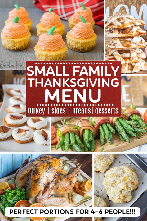 Often, Thanksgiving Dinner is an occasion to get together with large numbers of friends and family. But, sometimes you may be having a smaller Holiday Feast with just your spouse and kids. We've got a complete guide to make your own Small Thanksgiving Recipes portioned for 6 people or less! Here, you'll find recipes for a SUPER EASY turkey, side dishes, breads and desserts. Gobble Gobble! Turkey And Stuffing Recipes, Thanksgiving Menu Planner, Meals For Summer, Holiday Finger Foods, Brunch For A Crowd, Small Thanksgiving, Healthy Dinner Easy, Turkey And Stuffing, Breakfast Quick