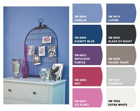 Instantly turn any picture into a palette with ColorSnap, created for you by Sherwin-Williams. Poised Taupe, Ice Plant, Blackest Night, Sherwin Williams, Turn Ons, Purple, Blue, White, Color