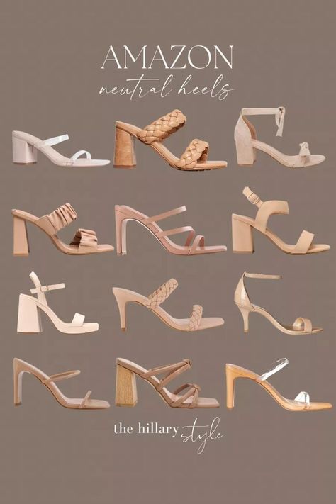 Block Heel Sandals Outfit, Clear Heels Outfit, Spring Wedding Shoes, Block Heels Wedding, Heels Clear, Summer Sandals Heels, Heel Sandals Outfit, Nude Strappy Heels, Neutral Heels