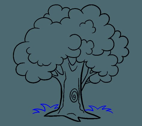 How to draw a cartoon tree Step: 19 Tree Colouring Pages, Tree Colouring, Tree Drawing For Kids, Pictures To Colour, Printable Tree, Tree Drawing Simple, Colour Collage, Cartoon Tree, Tree Coloring